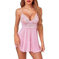 MSRP $19 Avidlove Women's S Pink Lingerie Lace Babydoll Strap Chemise Halter