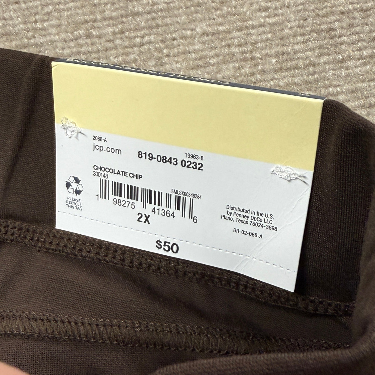 MSRP $50 St. John's Bay Womens 2X Chocolate Chip Skinny Pull-On Pants