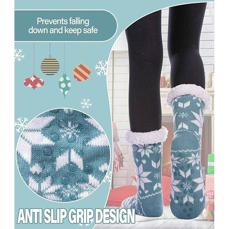 DOSKONI Womens Slipper Socks Fuzzy Non Slip Winter Thick Warm Soft Cozy Fleece