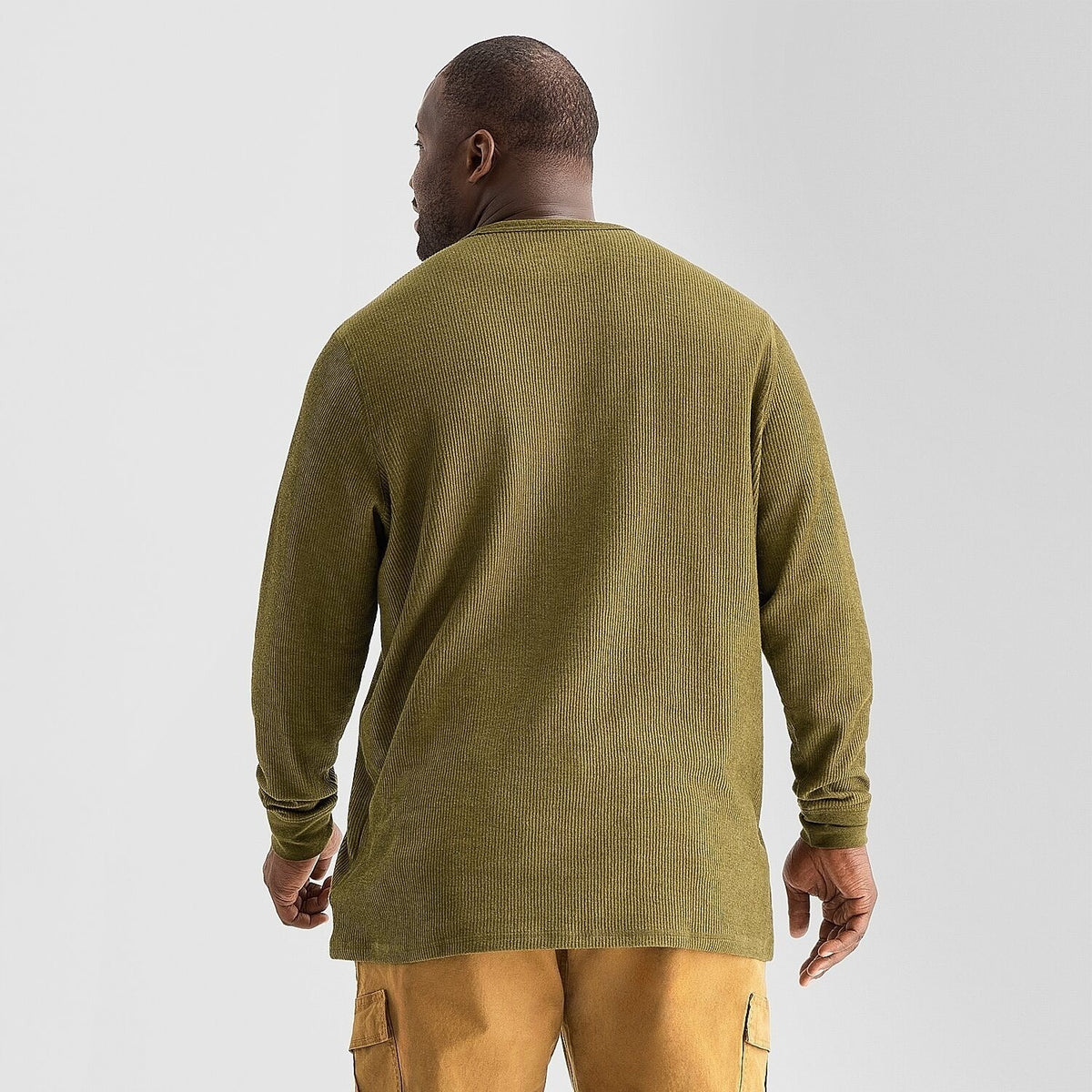 MSRP $34 Mutual Weave Men's L Green Marl Crew Neck Long Sleeve Thermal Top