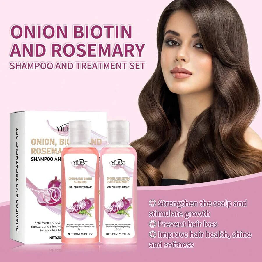 Pack of 2 YILEST Onion&Biotin And Rosemary Shampoo + Conditioner Set, Biotin And