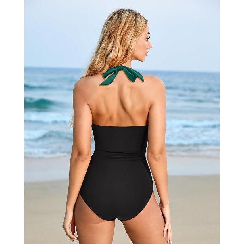 MSRP $48 SUUKSESS Women's XL Sexy Tummy Control One Piece Swimsuit Halter