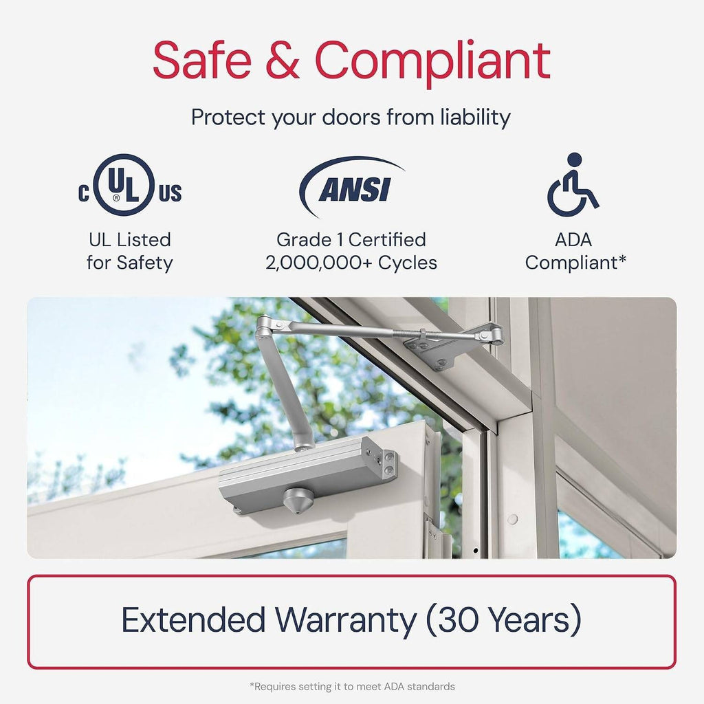 Lawrence LH5016-BC Aluminum Medium/Heavy Duty Door Closer Commercial Grade