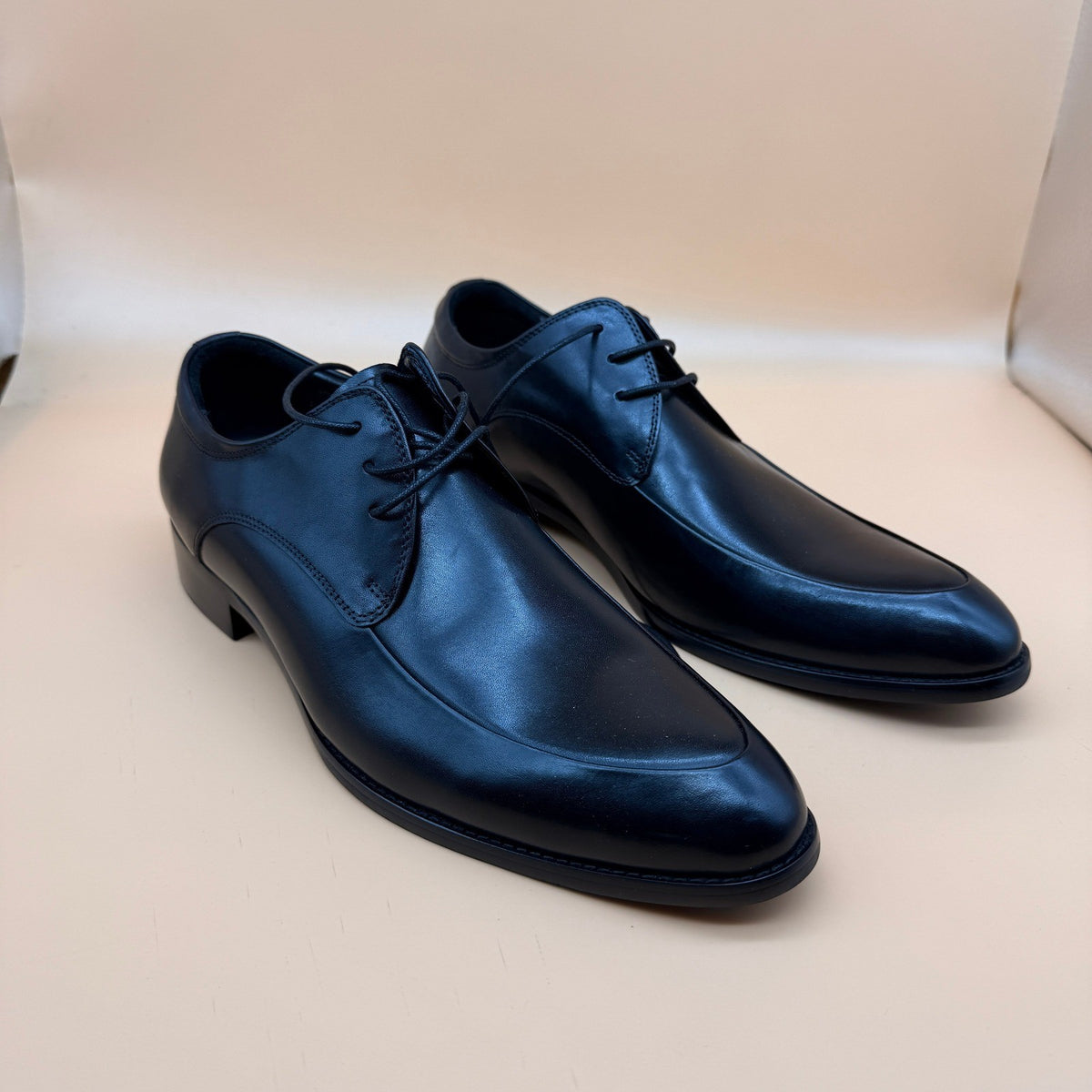 Santimon Men's US 8.5 Black Leather Formal Derby Lace Up Dress Shoes