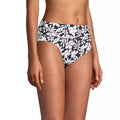 Lands' End Women's S LONG Fold Over Mid Waist Bikini Swim Bottoms Black Havana
