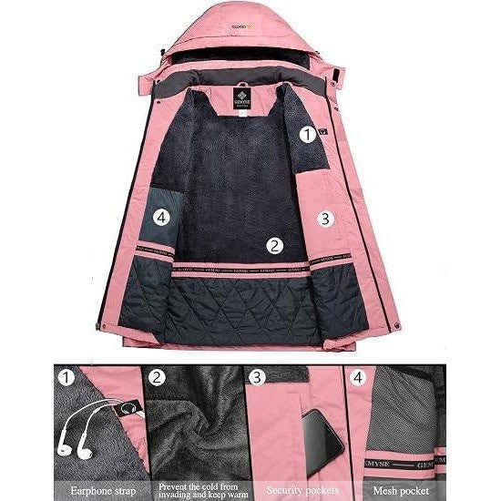 MSRP $66 GEMYSE Women's M Powder Pink Waterproof Ski Jacket Warm Winter Coat