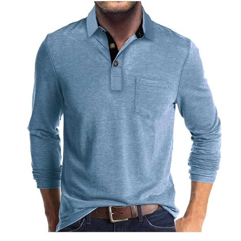 MSRP $36 Envmb Men's L Casual Long Sleeve Polo Shirt Button Collared Golf Shirt