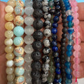Set of 10 Natural Gemstone Round Beads Strands 15" Sizes 6,8,10 mm 12oz №B27