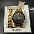 MSRP $105 Armitron 20/5374GP Men's Gold Tone Watch and Bracelet Set New Battery