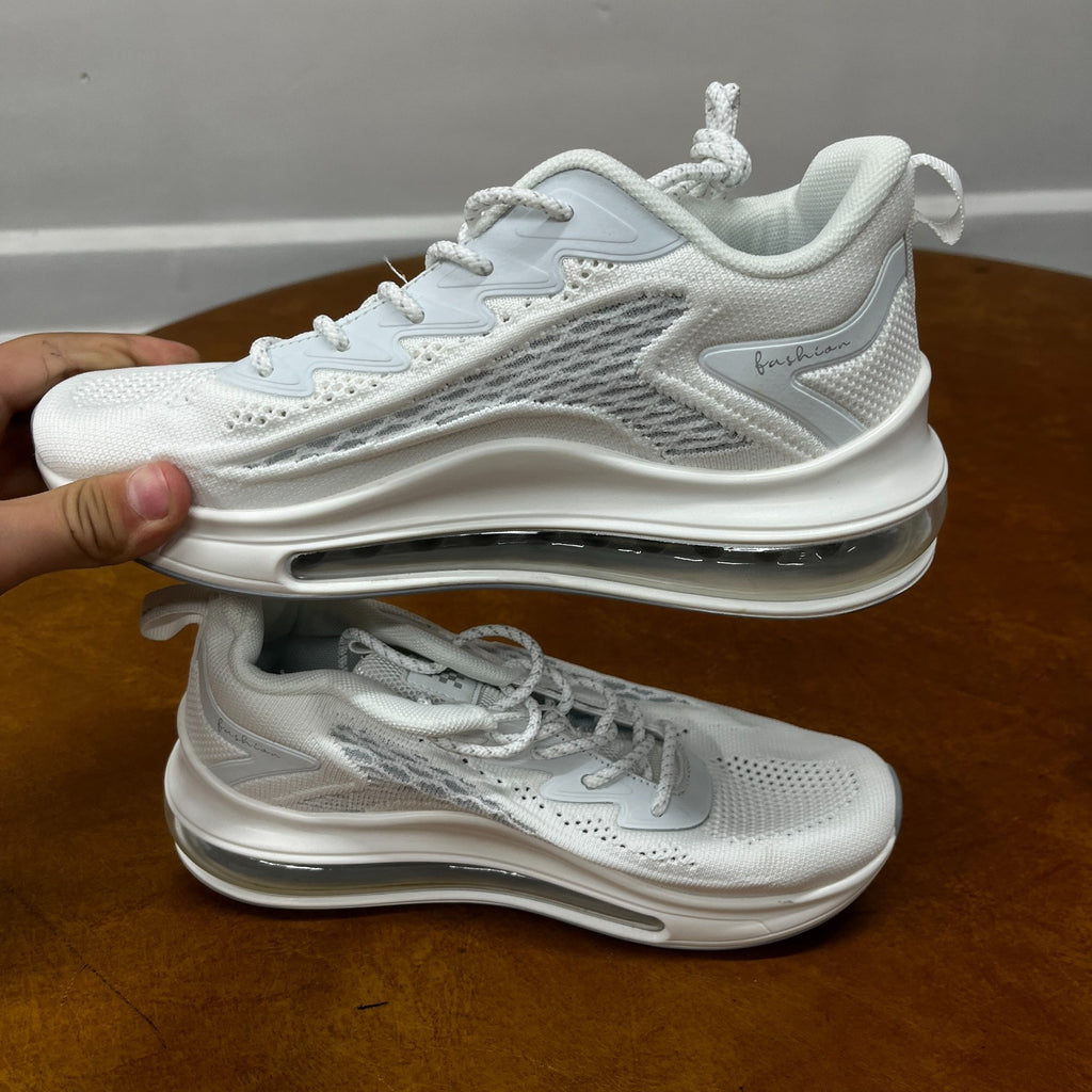 Men's US 6.5, 7 White Air Cushion Casual Sneaker Mesh Breathable Running Shoes
