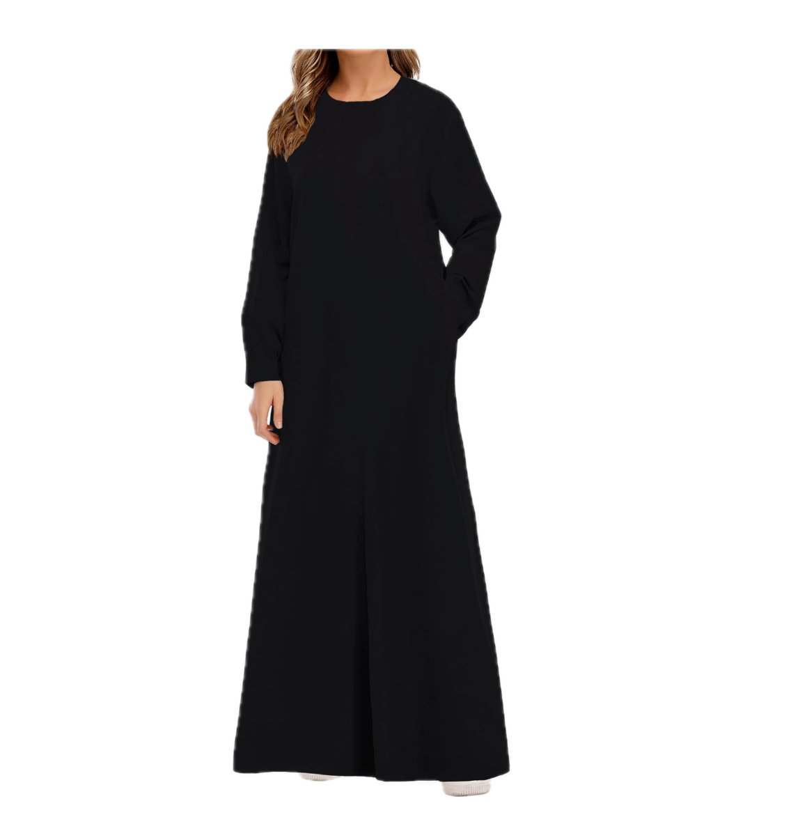 Abetteric Women Solid Color Zipper Abaya Muslim Dress w/ Pockets Islamic Prayer