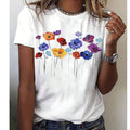 NWT Shein Emery Rose Women's L Casual Floral Print White Short Sleeve T-Shirt W