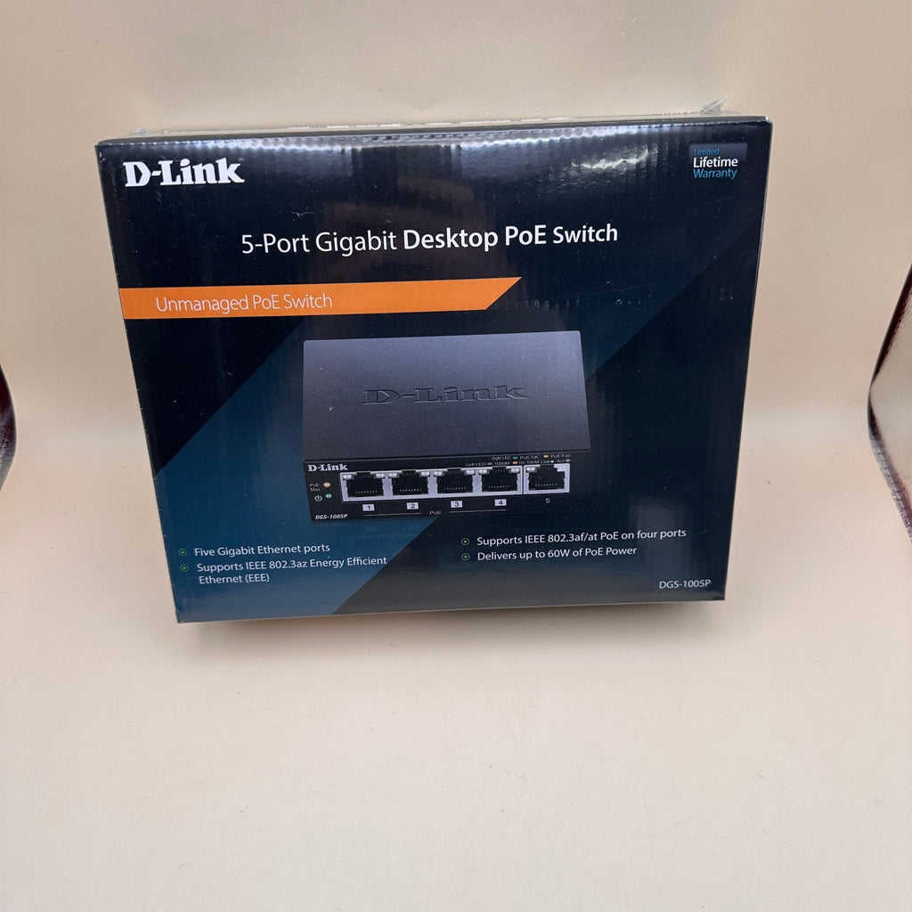 New Sealed D-Link DGS-1005P 5-Port Gigabit Desktop PoE Switch with 4 PoE Ports