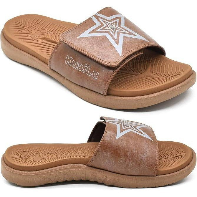 New KuaiLu Mens Slide Sandals Khaki US 10 Orthotic Arch Support Athletic Sport