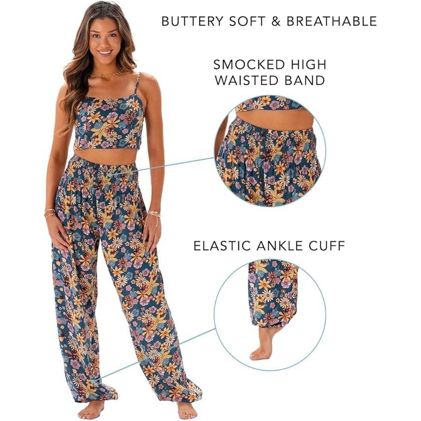 MSRP $41 Lotus and Luna Women's S Petite Harem Pants Thai High Waisted Flowy
