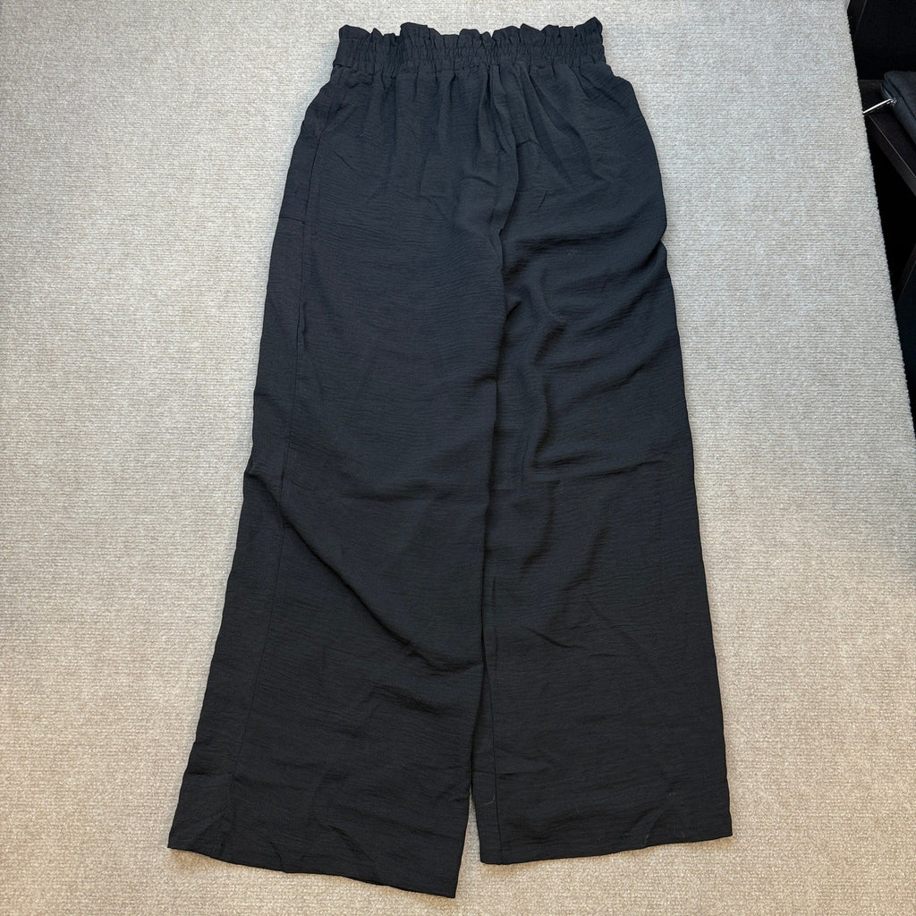 MSRP $26 IWOLLENCE Women's M Black High Waist Palazzo Pants Adjustable Knot
