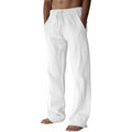MSRP $22 PIDOGYM Mens M White Cotton Linen Beach Casual Pajama Pants w/ Pockets