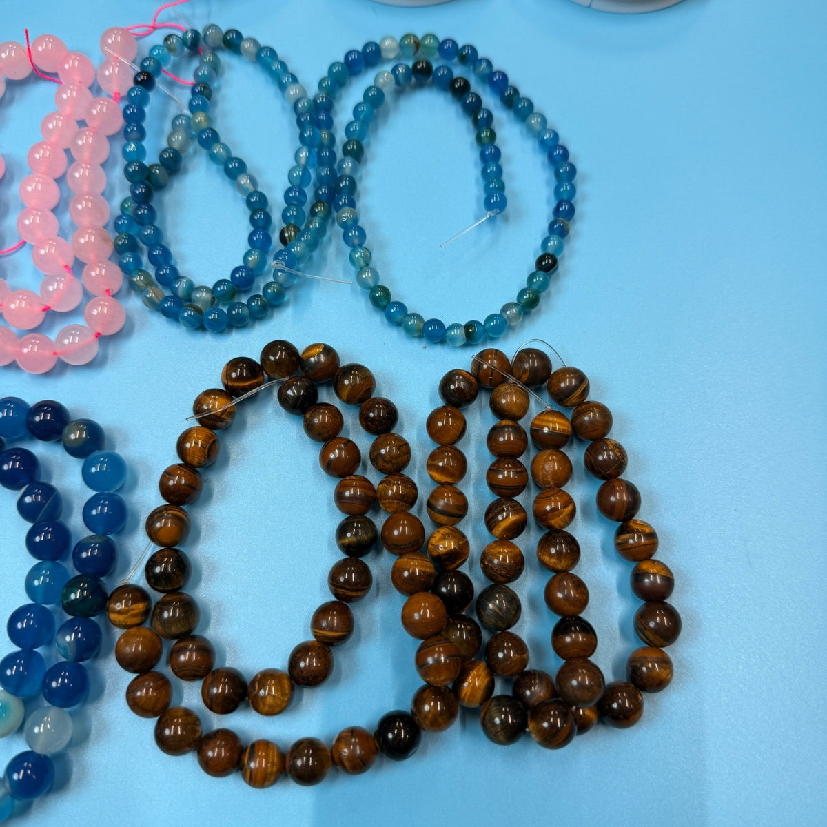 Set of 8 Natural Gemstone Round Beads Strands 15" Sizes 6,8,10 mm №B50