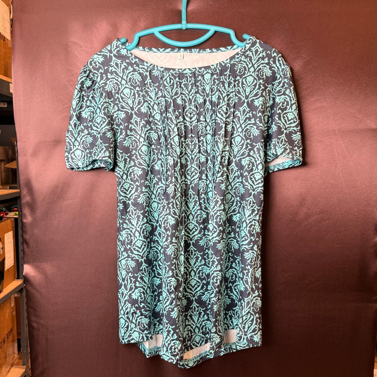 Women's S Short Sleeve T-Shirt Trendy Pleated Tee Blouse Dressy Casual Scoop Nec