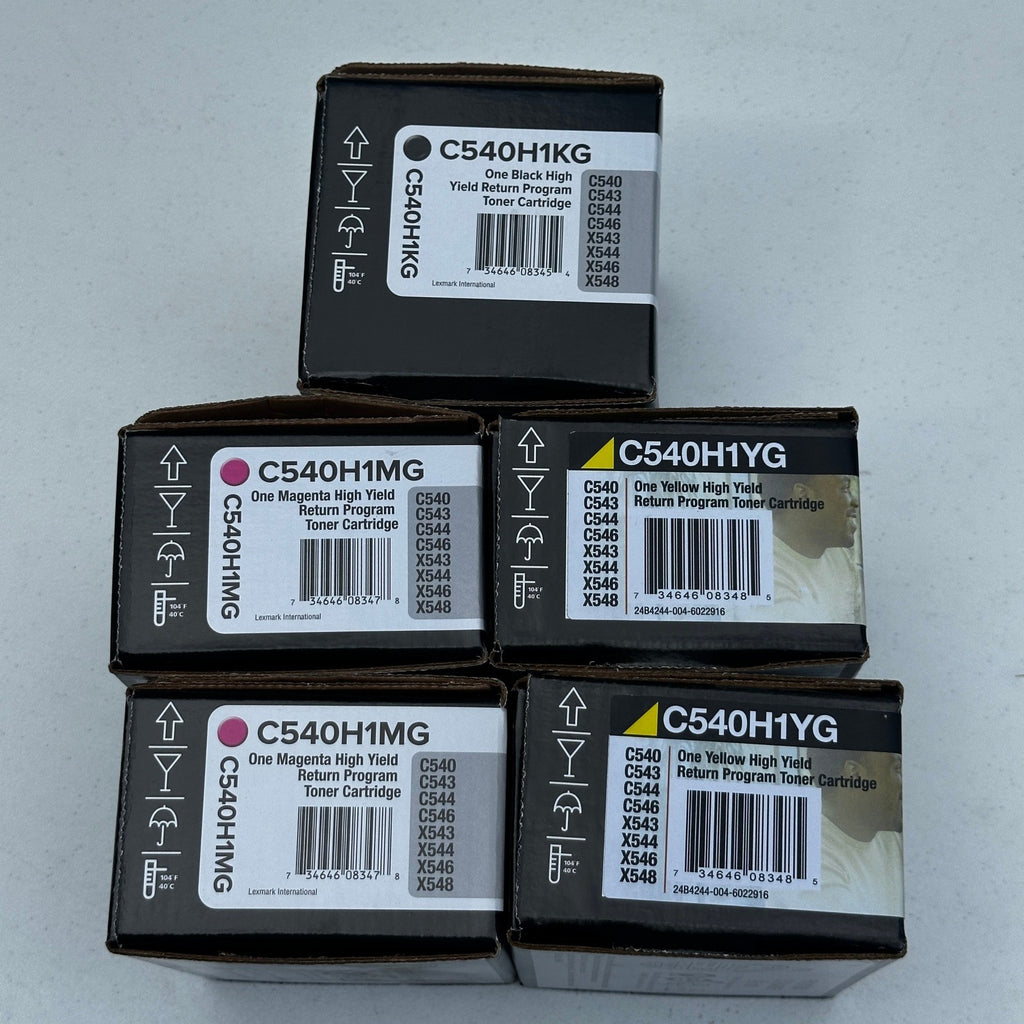 Set of 5 Lexmark C540H1MG C540H1YG C540H1KG Toner Cartridges C540 C543 C544 C546