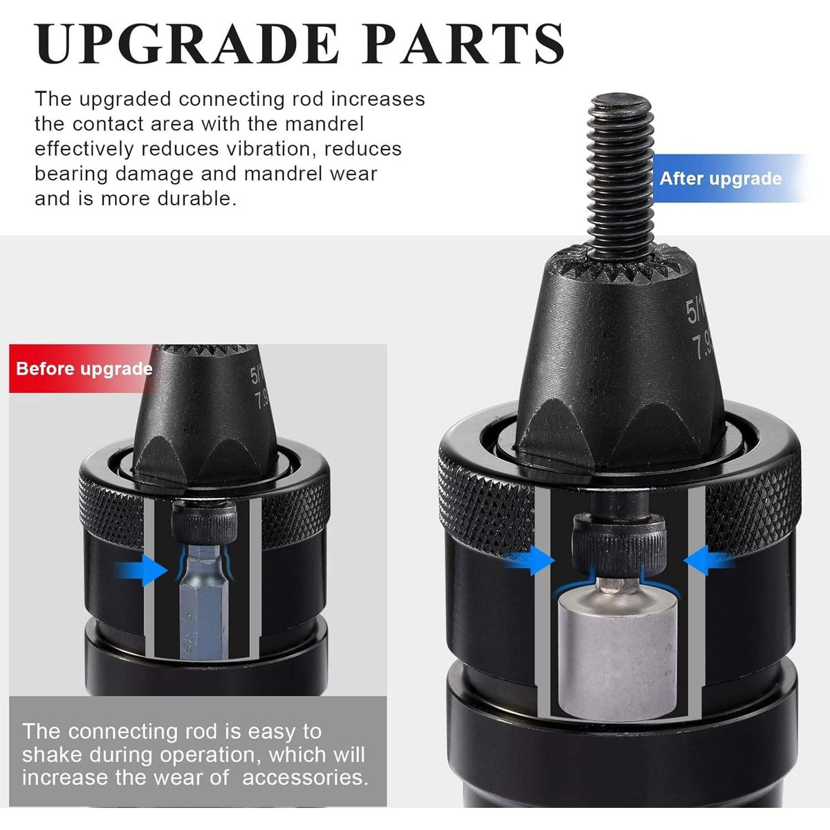 KIARUO LM07 Pneumatic Rivet Nut Tool M6 M8 M10 Metric with Self-locking Head To