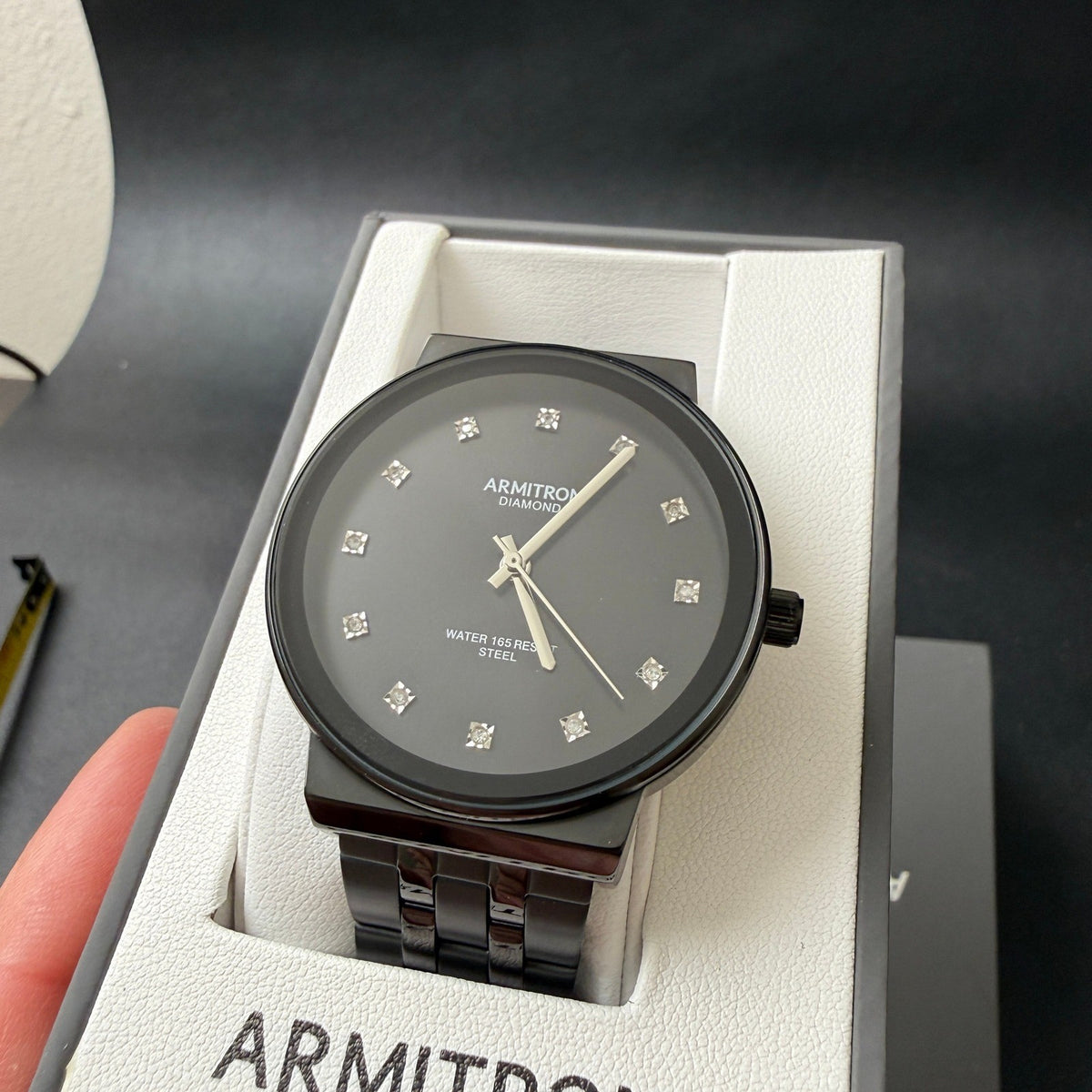 Armitron 20/5570TI Men's Diamond Accent Black Bracelet Watch New Battery