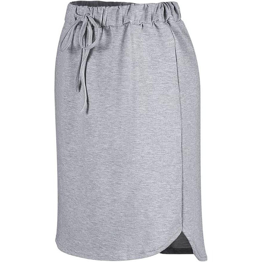 Wenseny Women's S Grey Knee Length Pencil Skirts Elastic Midi Bodycon Solid
