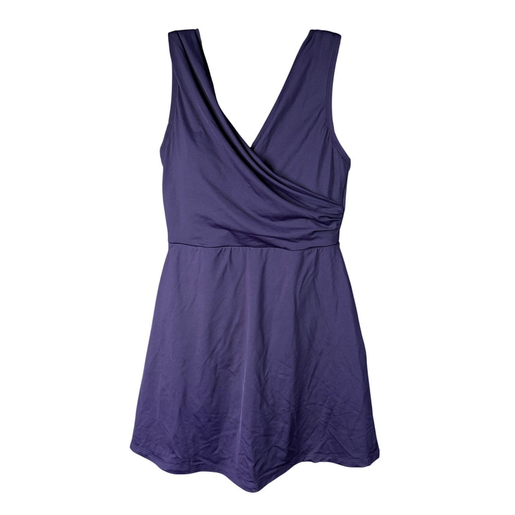 Lands' End Women's 8 Purple Tummy Control Surplice Wrap Swim Dress One Piece