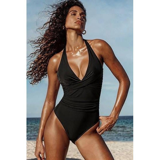 MSRP $46 SUUKSESS Women's S Black Sexy Tummy Control One Piece Swimsuits