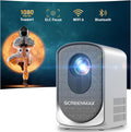 SCREENMAX Electric Focus Mini Projector with WiFi and Bluetooth, Upgraded Portab