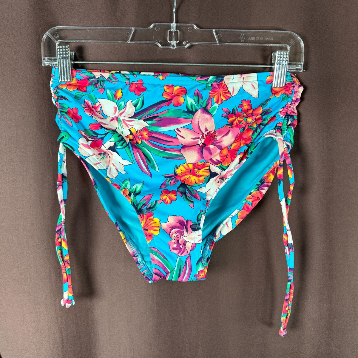 Lands' End Women's XS UPF 50 Adjustable High-Waist Bikini Bottoms Turquoise Lily