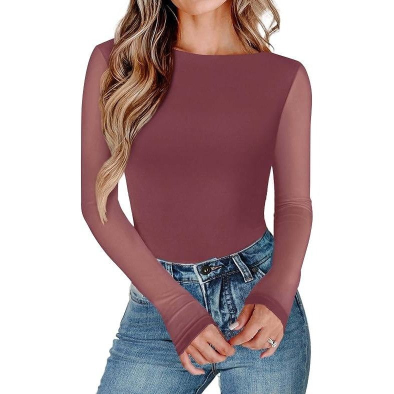 MSRP $30 Avidlove Womens S Purple Red Long Sleeve Body Suits w/ SMALL STAIN