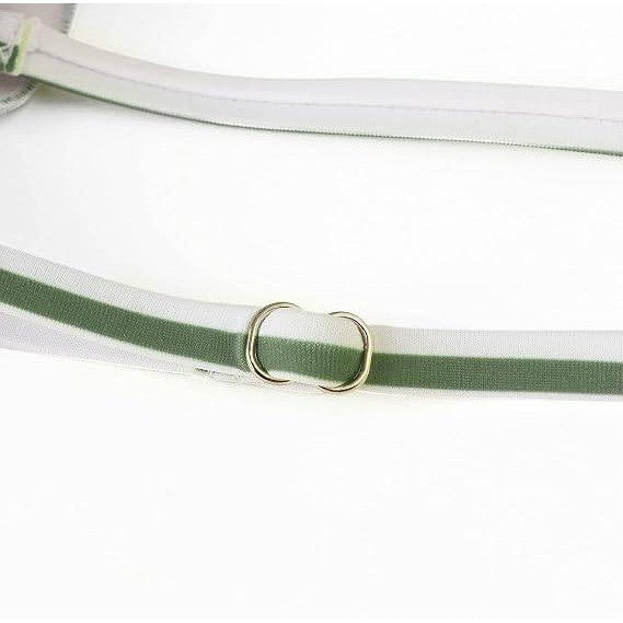 MSRP $44 RXRXCOCO Women's S Green Stripe Shirred Bandeau Bikini Cute Swimsuit