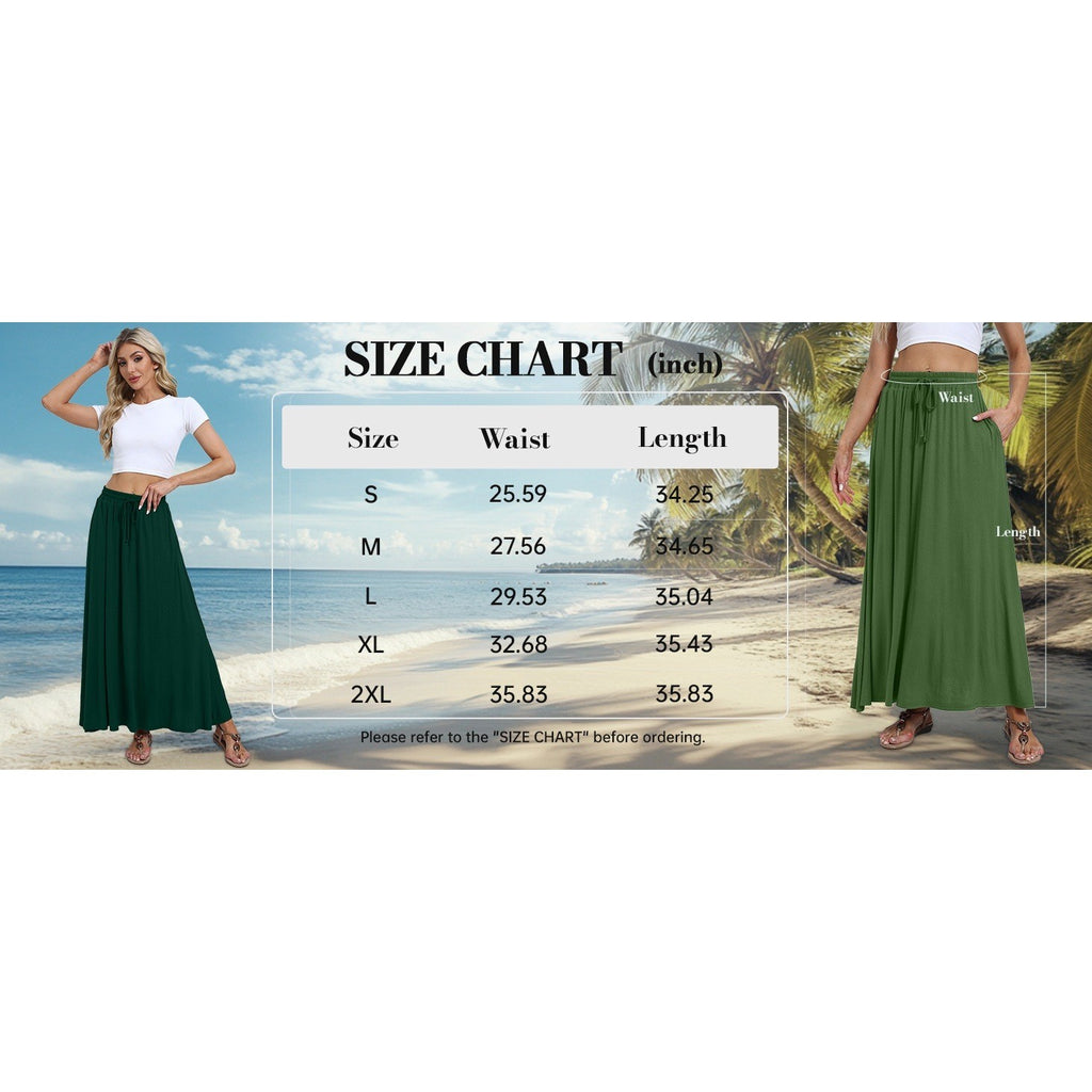 MSRP $25 DB MOON Women's M Maxi Skirt Casual Flowy Elastic High Waist Long Skir