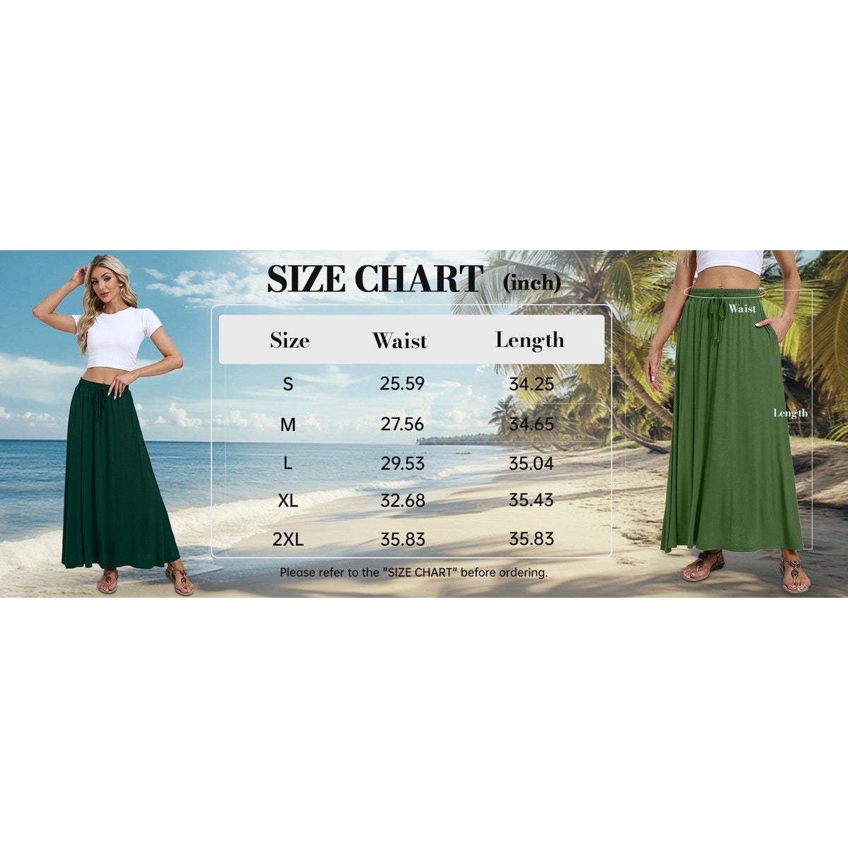 MSRP $25 DB MOON Women's M Maxi Skirt Casual Flowy Elastic High Waist Long Skir