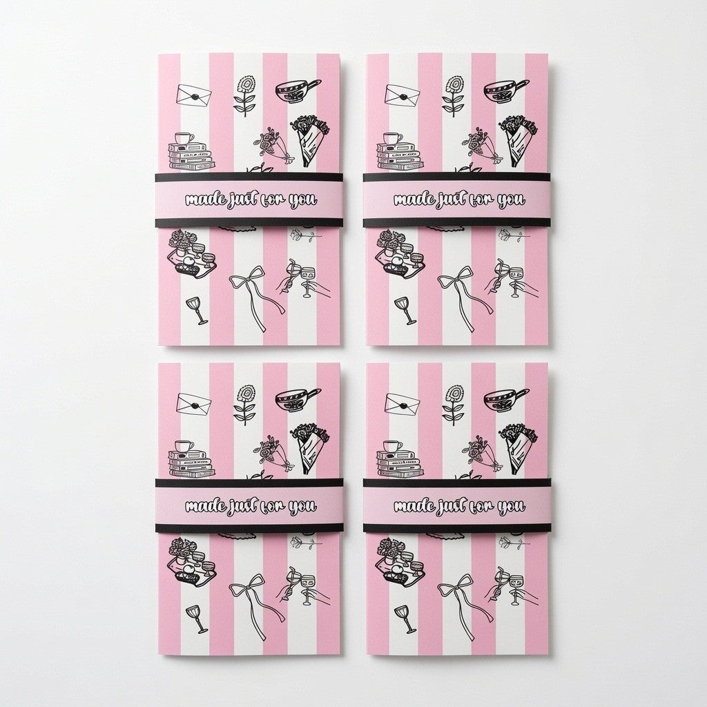 Set of 4 Pink Handmade Birthday Gift Card Booklet, Waterfall Gift Card Holder