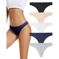 MSRP $18 voenxe 5 Pack L Seamless Women Underwear Thongs,No Show, No Line Wo