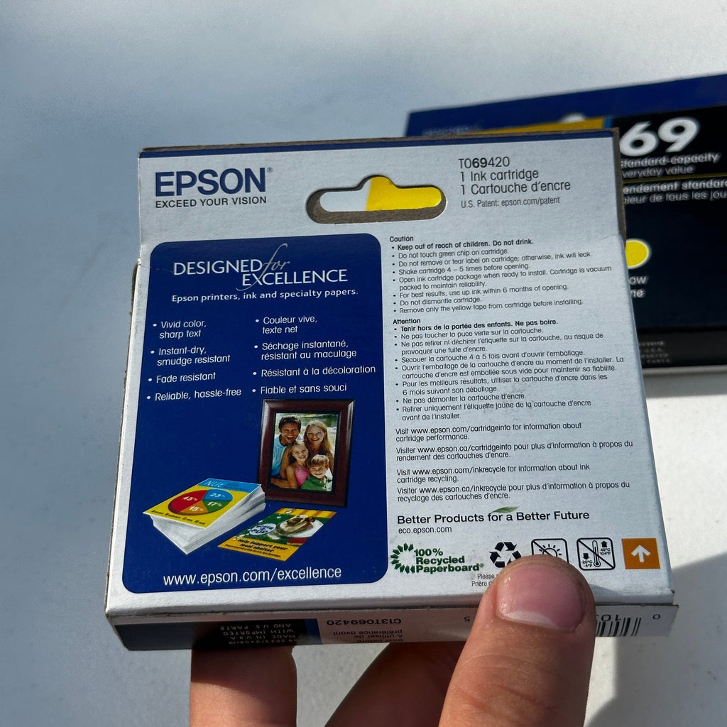Set of 2 Epson 69 T069420 Yellow Ink Cartridge EXP 09/2023 Standard Capacity
