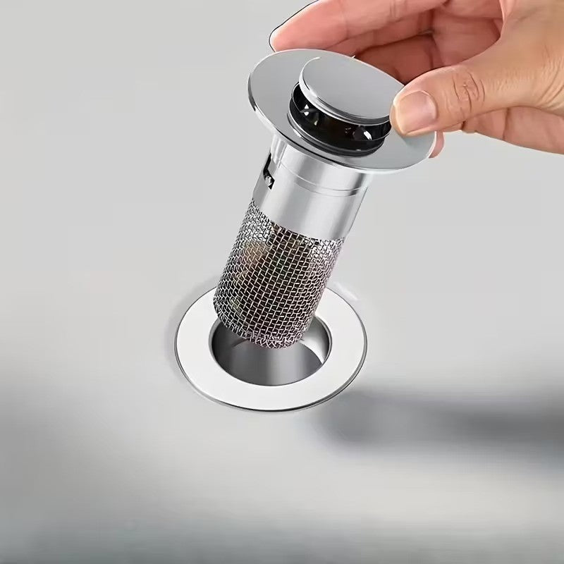 Set of 2 Sink Drain Filter, Stainless Steel Pop Up Stopper for Bathroom Kitchen