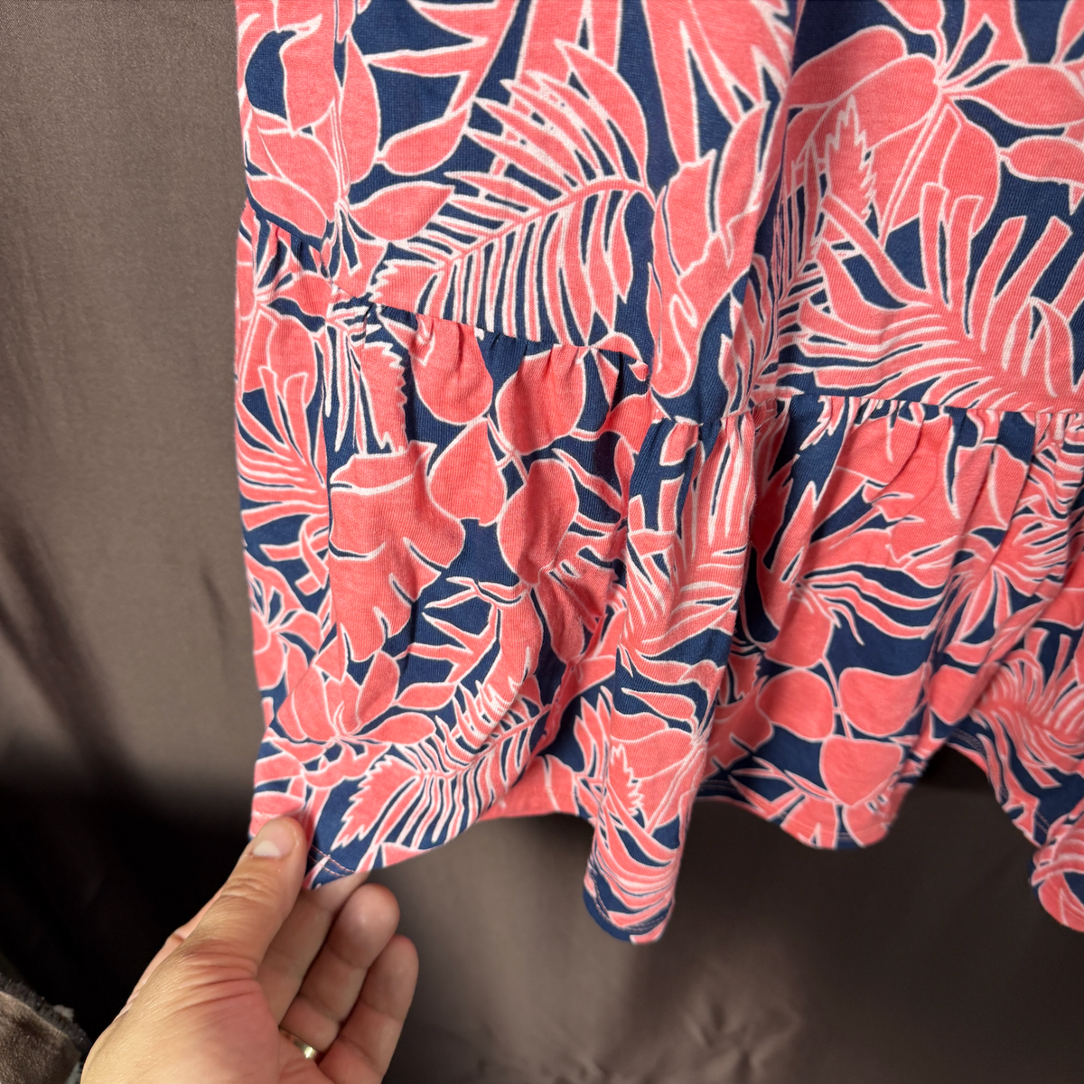 Lands' End Women's M-L LONG Off the Shoulder Ruffled Swim Cover-Up Dress  Please
