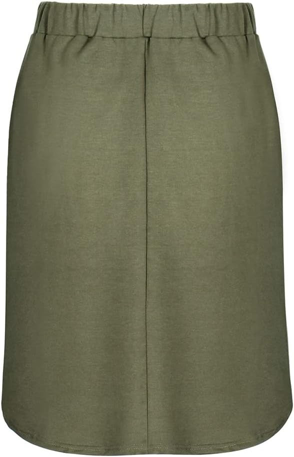 Wenseny Women’s S, 2XL, Army Green Pencil Skirt Elastic Waist Drawstring Solid