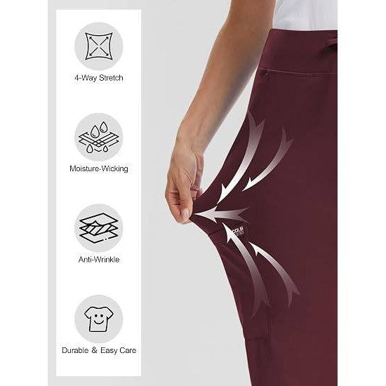 MSRP $52 Kecols Women's S Wine Yoga Scrub Pants High-Rise Straight Leg Uniform