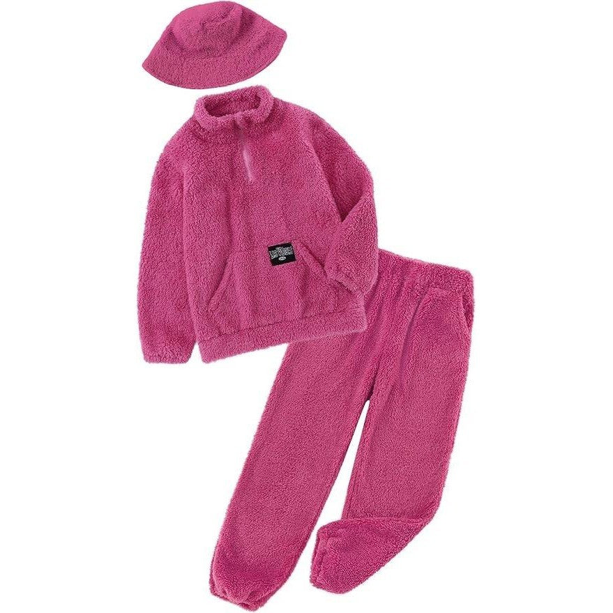 MSRP $32 Latnnut Girls 9-10 Years Fuzzy Pants Set Quarter-zip Sweatshirt w/ Kan