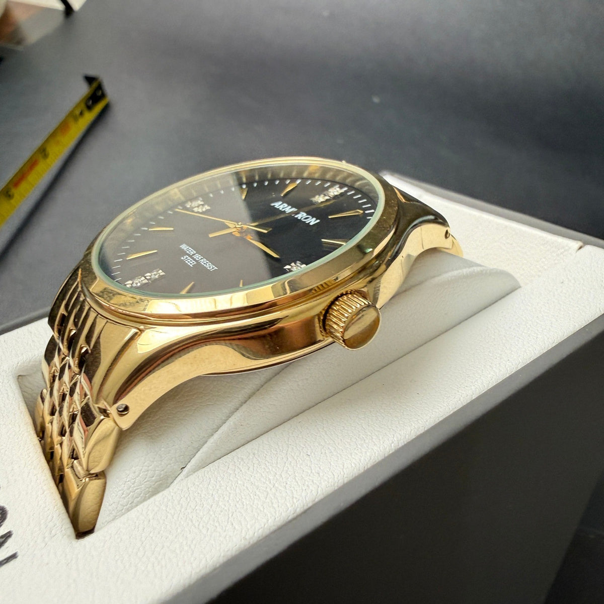 Armitron 20/5522GP Men's Crystal Accented Gold Tone Bracelet Watch New Battery