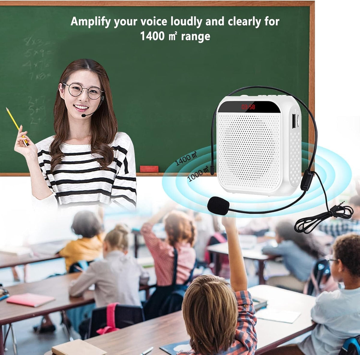 YCDTMY Portable 2200mAH Rechargeable Voice Amplifier, Loudspeaker Hands Free Hea
