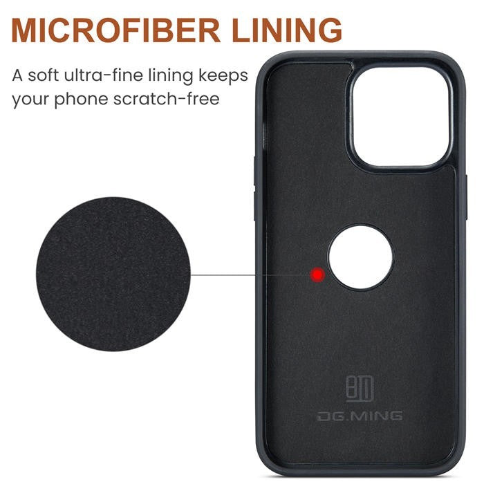 DG.MING M5 For iPhone 15 Pro Max Magnetic Detachable Zipper Wallet Case RFID Blo
