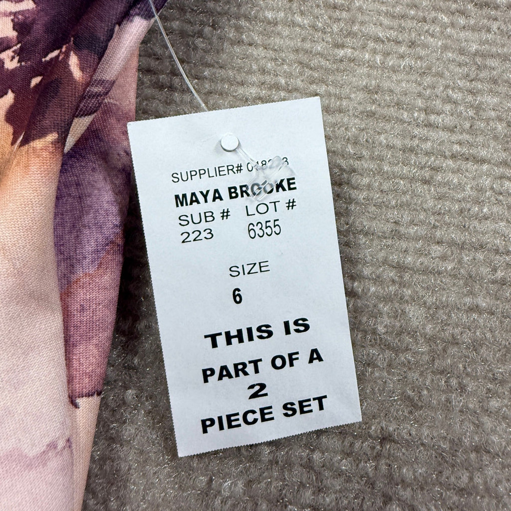 MSRP $94 Maya Brooke Womens 2 Piece Sz 6 Lavender Cream Floral Jacket Dress