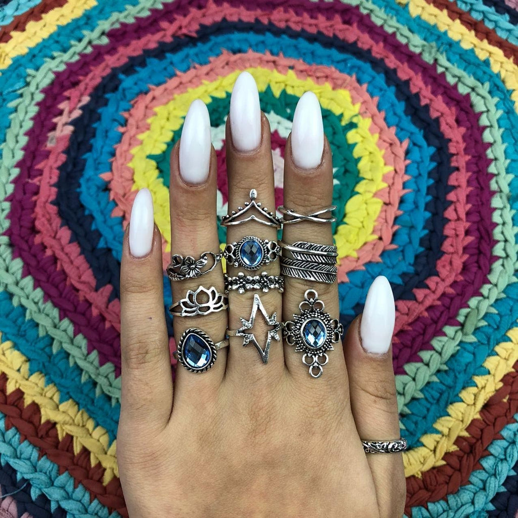 11 pcs Retro Ring Set, Ring Pack, Silver Statement Ring, Vintage Rings for Women