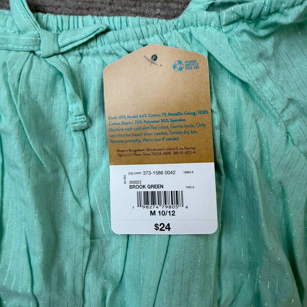 MSRP $24 Thereabouts Kids Girls M 10/12 Brook Green Short Sleeve Blouse Square