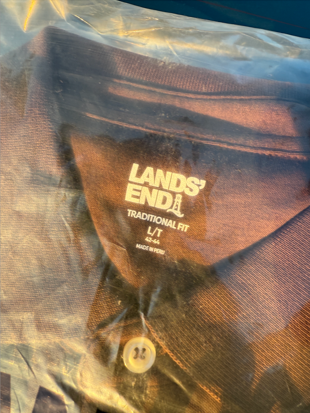 Lands' End Mens S-XL/T Short Sleeve Polo Shirt 100% Cotton Rich Coffee Regular/T